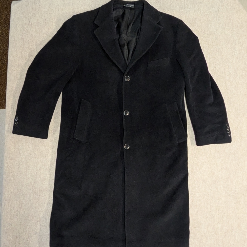Ralph Lauren Cashmere And Wool Black Trench Coat Size R 42